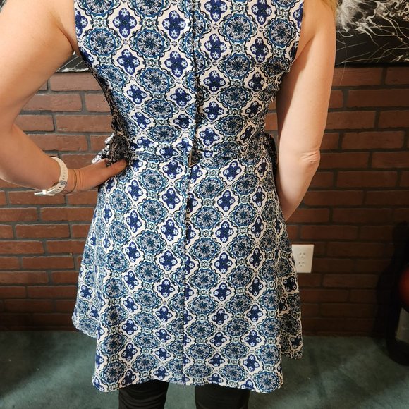 Blue Mini Floral Dress - Picture 3 of 4